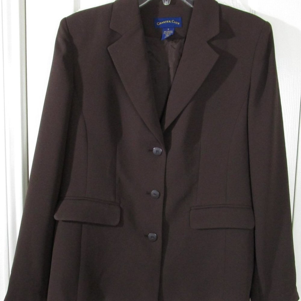 NWT Charter Club Women's Brown Blazer, Lined, Size 8, $139